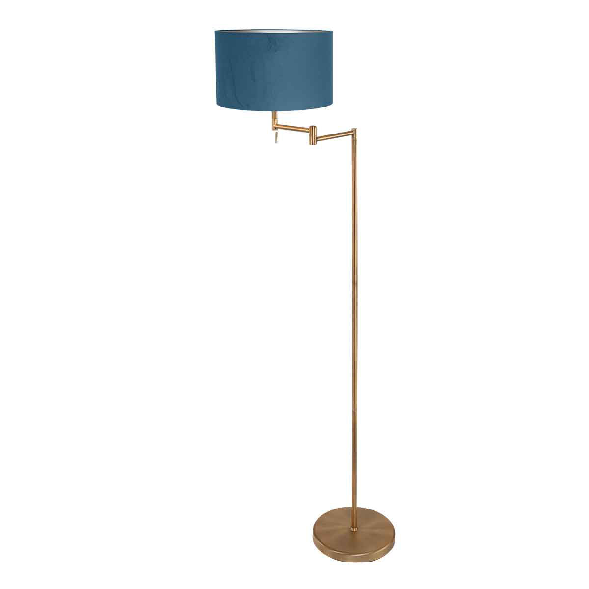 Bronskleurige vloerlamp Bella 3873BR met blauw fluweelachtige kap