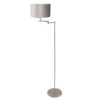 Staalkleurige vloerlamp Bella 3876ST met grijs velours kap