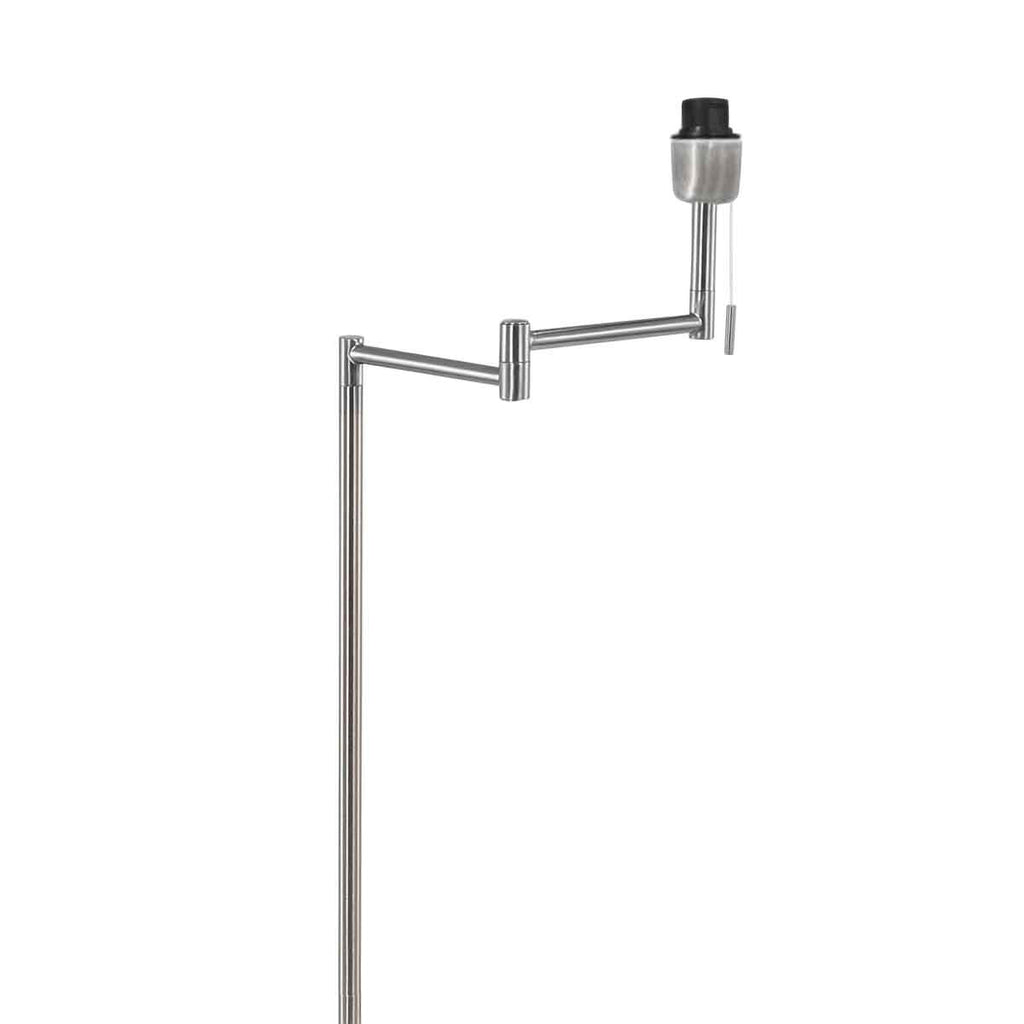 Staalkleurige vloerlamp Bella 3876ST met grijs velours kap