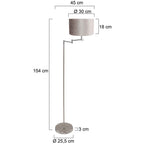 Staalkleurige vloerlamp Bella 3876ST met grijs velours kap