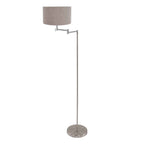 Staalkleurige vloerlamp Bella 3879ST met grijze velours kap
