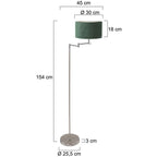 Staalkleurige vloerlamp Bella 3880ST met groen velours kap