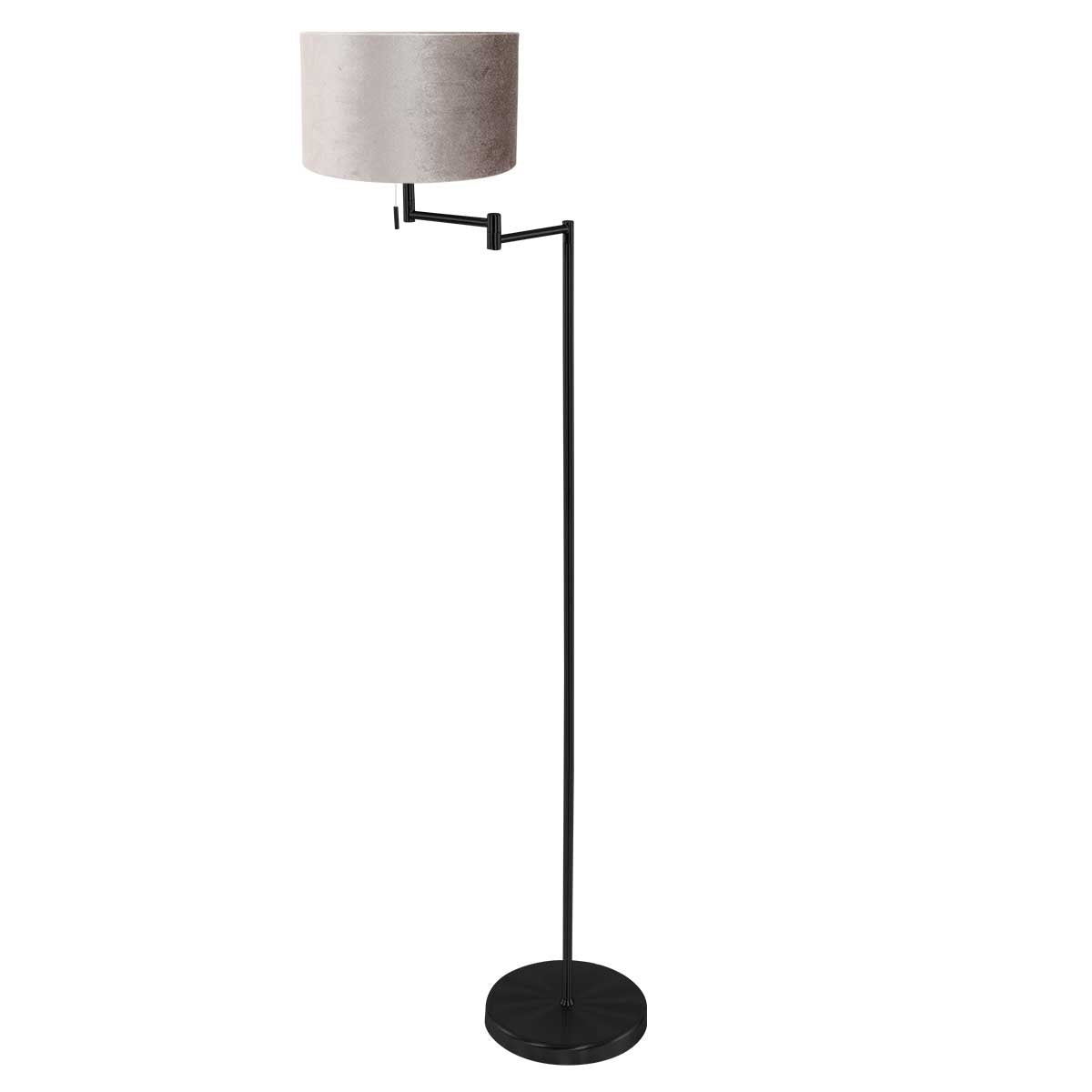 Vloerlamp Bella 3886ZW met zinc taupe fluweelachtige lampenkap