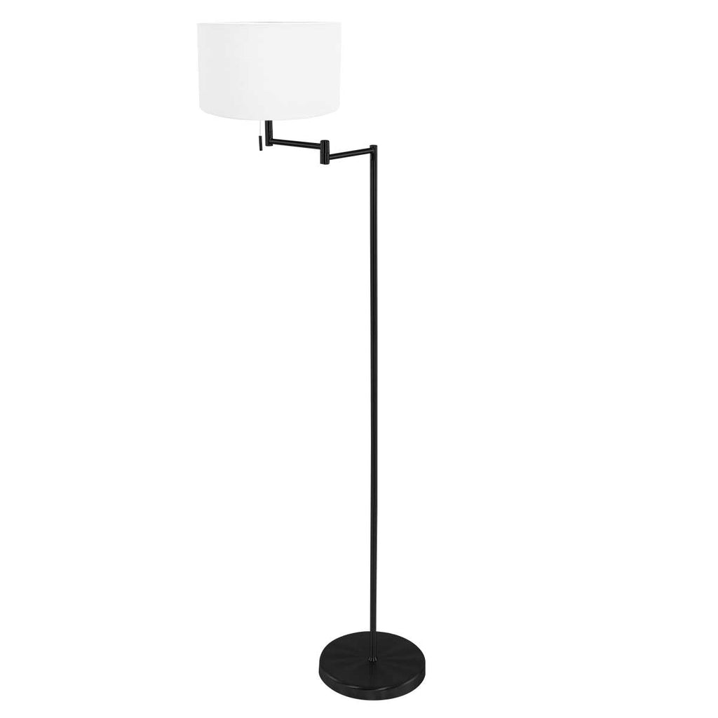 Vloerlamp Bella 3888ZW inclusief wit grof linnen kap met trekschakelaar