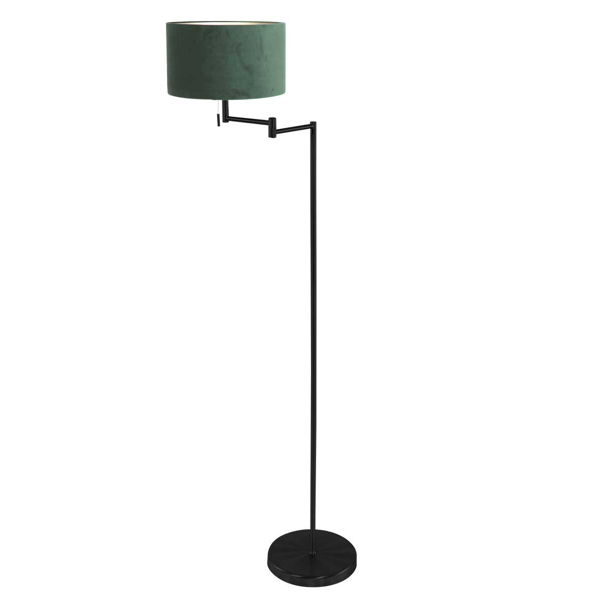 Vloerlamp Bella 3890ZW met groene fluweelachtige lampenkap Greenwave