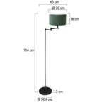 Vloerlamp Bella 3890ZW met groene fluweelachtige lampenkap Greenwave