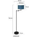 Vloerlamp Bella 3891ZW met blauw fluweelachtige lampenkap