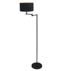Vloerlamp Bella 3892ZW met zwart linnen kap met goudkleurige binnenkant