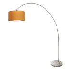 Booglamp Solva 3910ST Staal met een goudkleurige fluwelen lampenkap