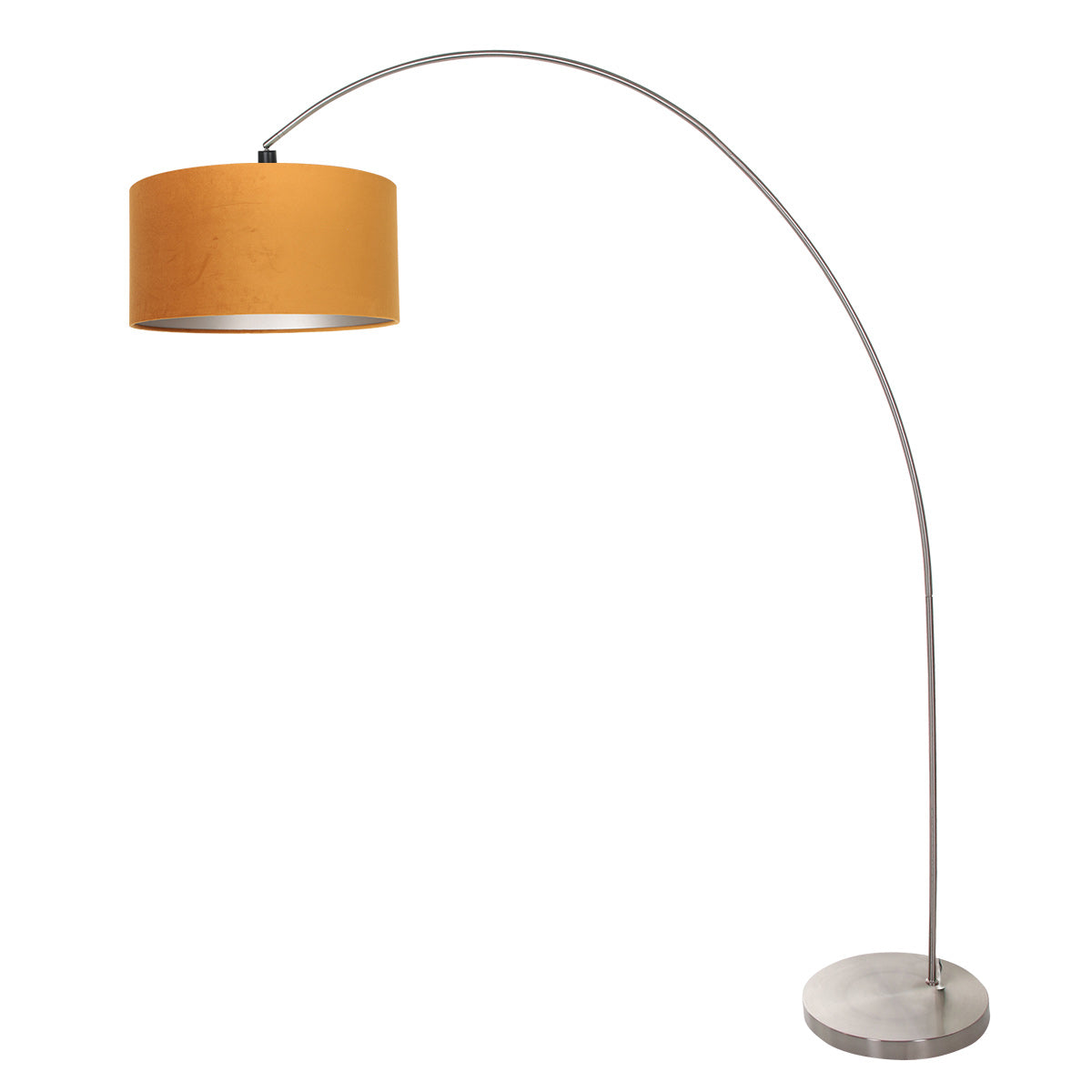 Booglamp Solva 3910ST Staal met een goudkleurige fluwelen lampenkap