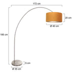 Booglamp Solva 3910ST Staal met een goudkleurige fluwelen lampenkap