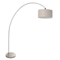 Booglamp Solva 3912ST Staal met een grijs linnen lampenkap