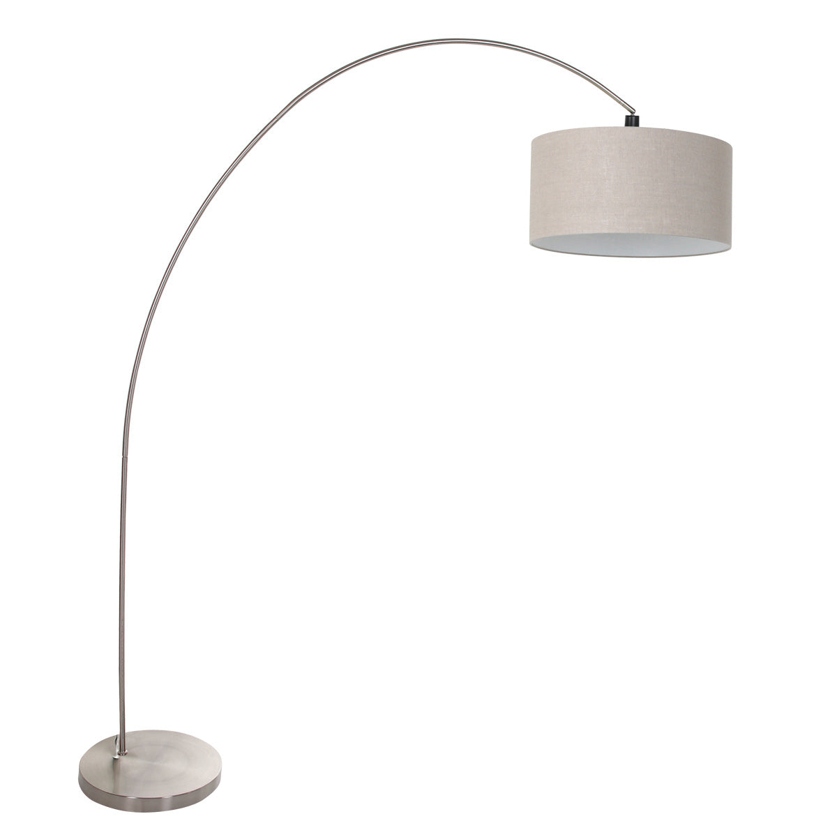 Booglamp Solva 3912ST Staal met een grijs linnen lampenkap