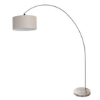 Booglamp Solva 3912ST Staal met een grijs linnen lampenkap