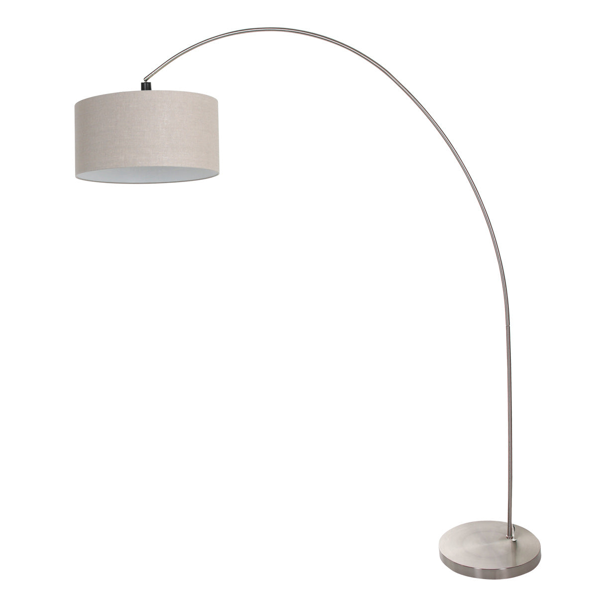 Booglamp Solva 3912ST Staal met een grijs linnen lampenkap