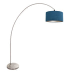 Booglamp Solva 3914ST Staal met een blauw fluwelen lampenkap