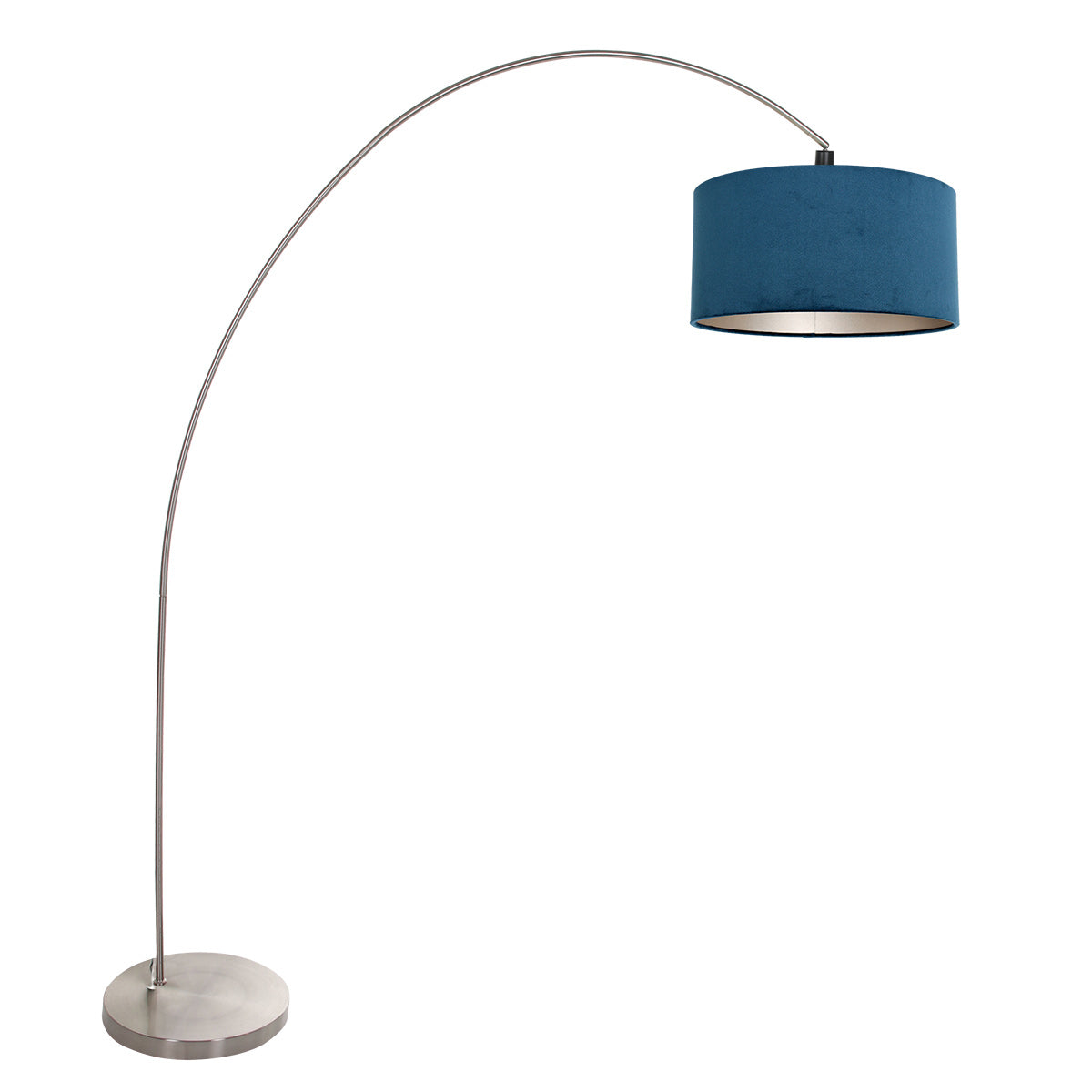 Booglamp Solva 3914ST Staal met een blauw fluwelen lampenkap