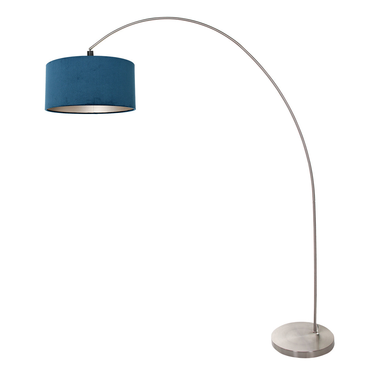 Booglamp Solva 3914ST Staal met een blauw fluwelen lampenkap