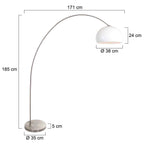 Booglamp Solva 3919ST met een wit kunststof lampenkap