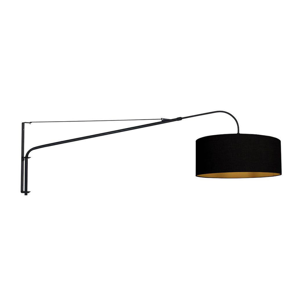 Wandlamp Elegant Classy 3958ZW zwart met zwarte linnen kap Ø50 cm