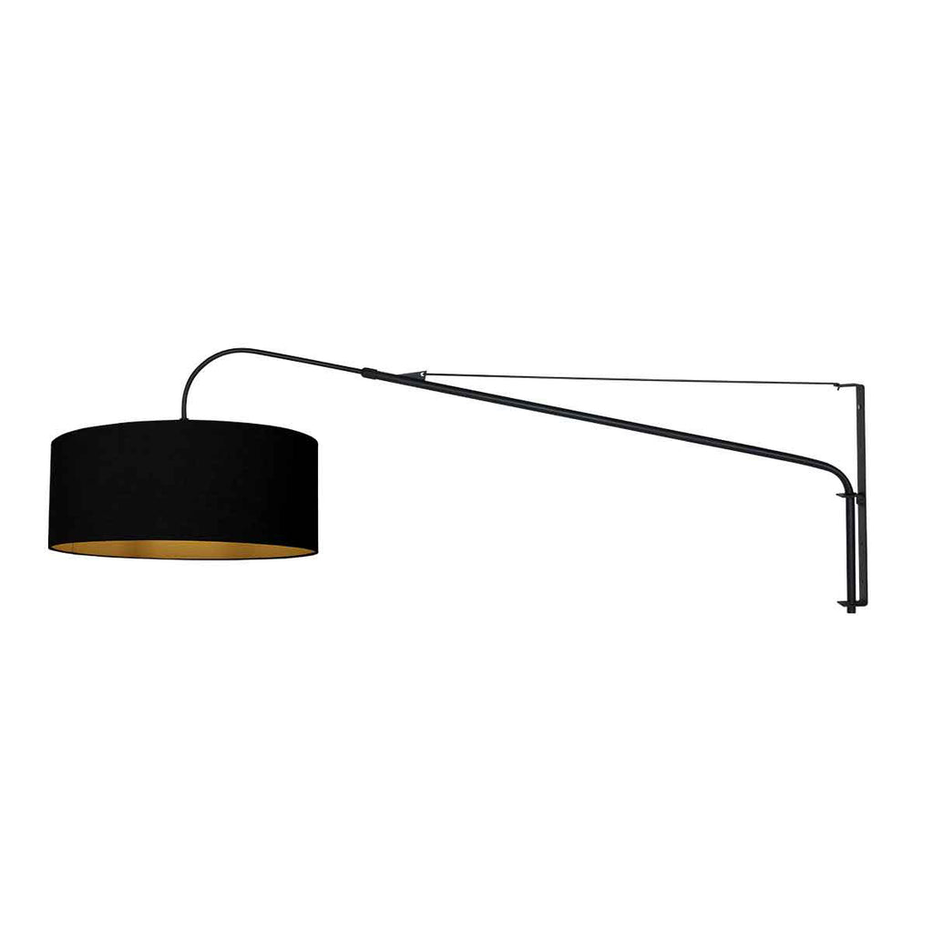 Wandlamp Elegant Classy 3958ZW zwart met zwarte linnen kap Ø50 cm