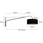 Wandlamp Elegant Classy 3958ZW zwart met zwarte linnen kap Ø50 cm