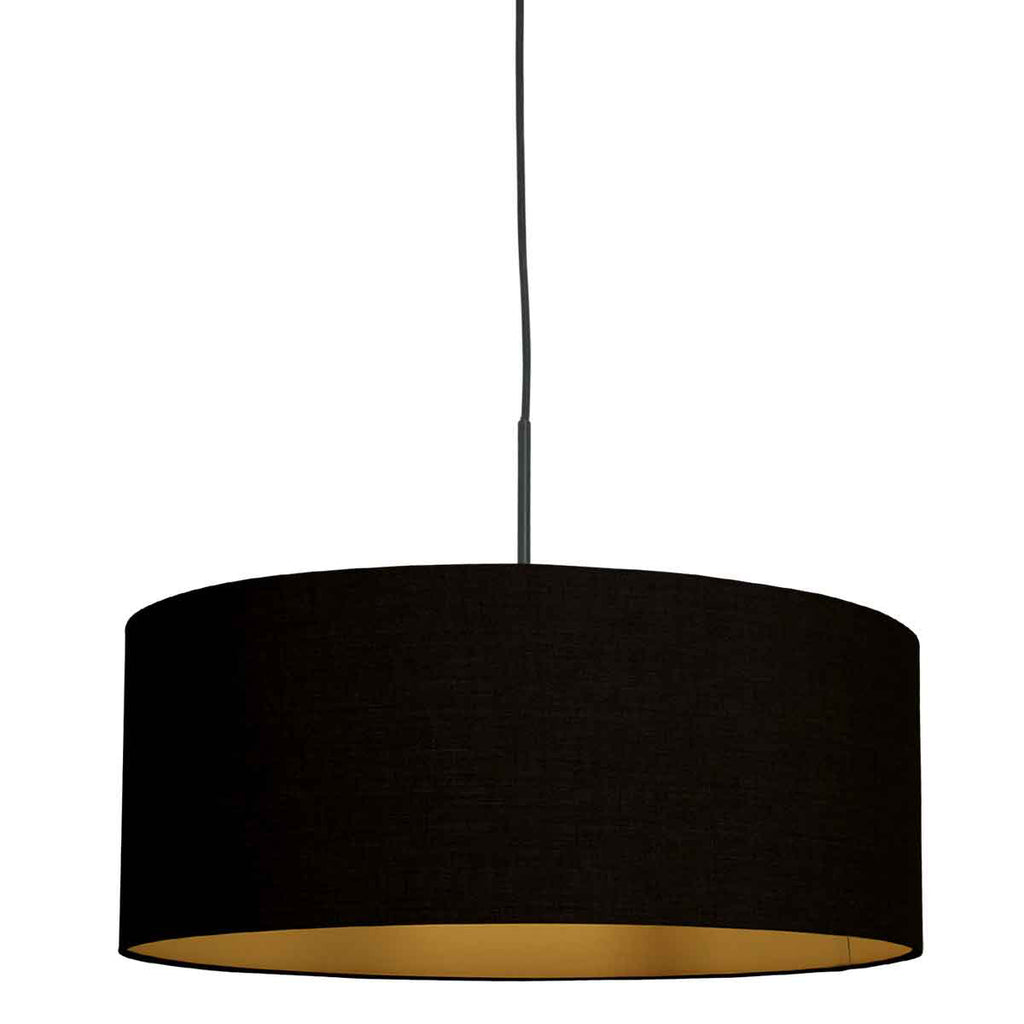 Hanglamp Sparkled Light 3960ZW, zwart met zwart linnen kap goud