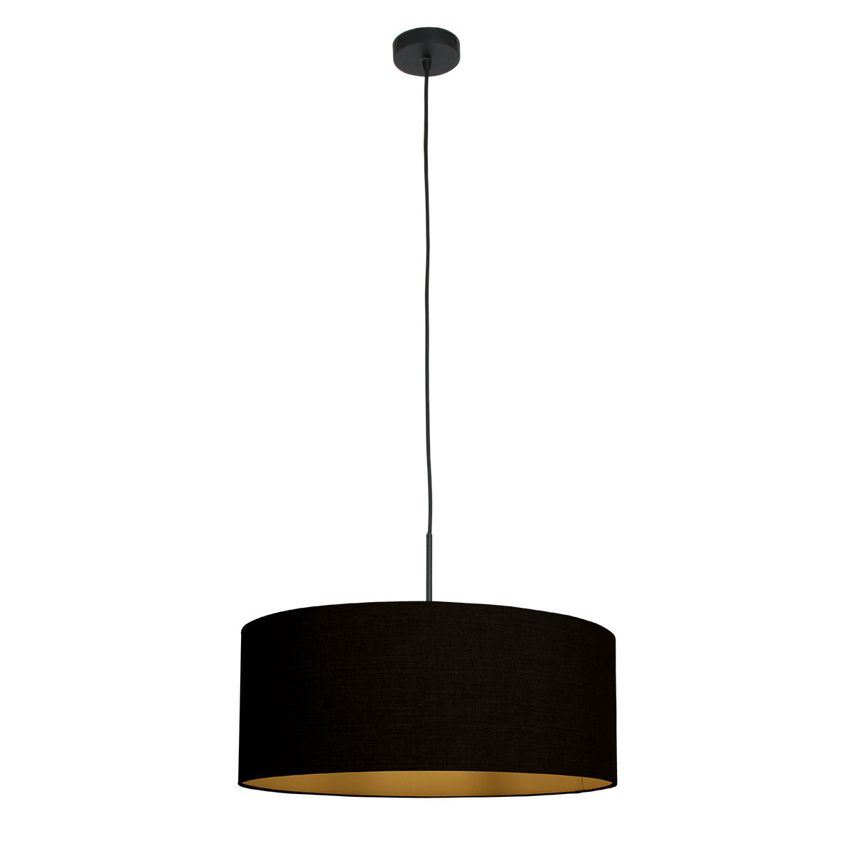 Hanglamp Sparkled Light 3960ZW, zwart met zwart linnen kap goud