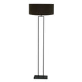Zwarte staandelamp Stang 3962ZW met E27 fitting en zwart linnen kap met gouden binnenkant