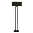 Zwarte staandelamp Stang 3962ZW met E27 fitting en zwart linnen kap met gouden binnenkant
