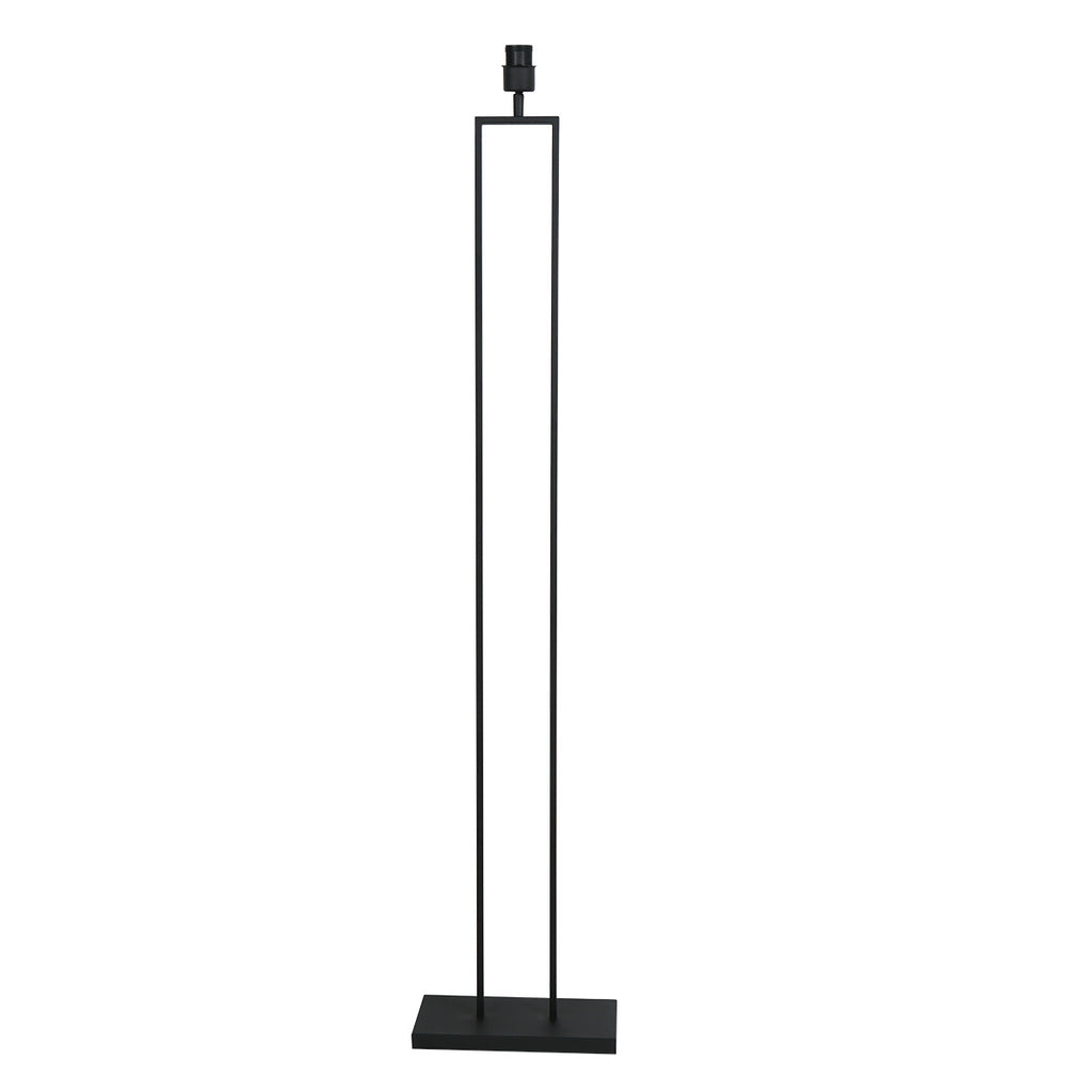 Zwarte staandelamp Stang 3962ZW met E27 fitting en zwart linnen kap met gouden binnenkant