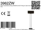 Zwarte staandelamp Stang 3962ZW met E27 fitting en zwart linnen kap met gouden binnenkant