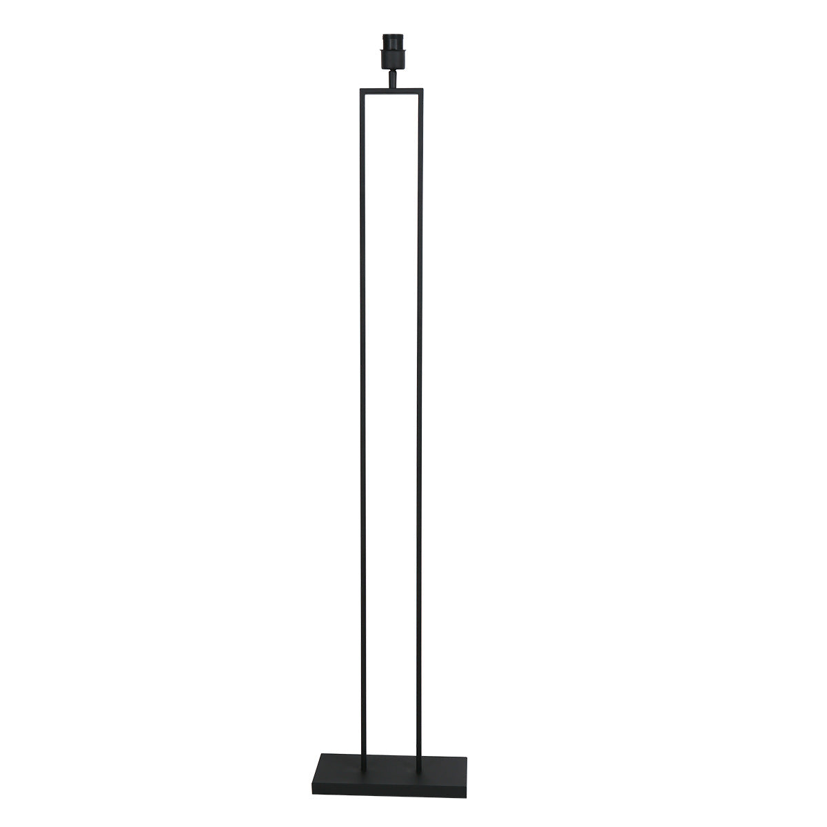 Zwarte staandelamp Stang 3962ZW met E27 fitting en zwart linnen kap met gouden binnenkant