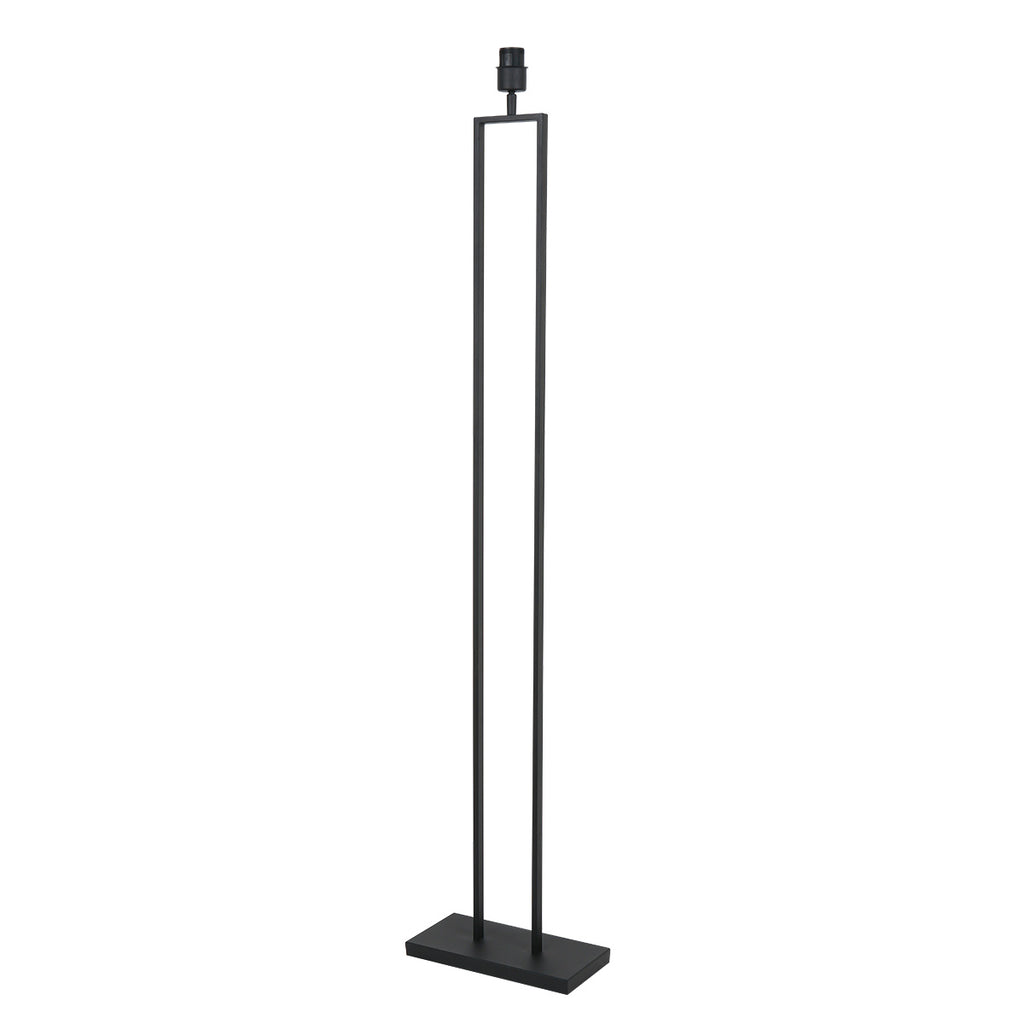 Zwarte staandelamp Stang 3962ZW met E27 fitting en zwart linnen kap met gouden binnenkant