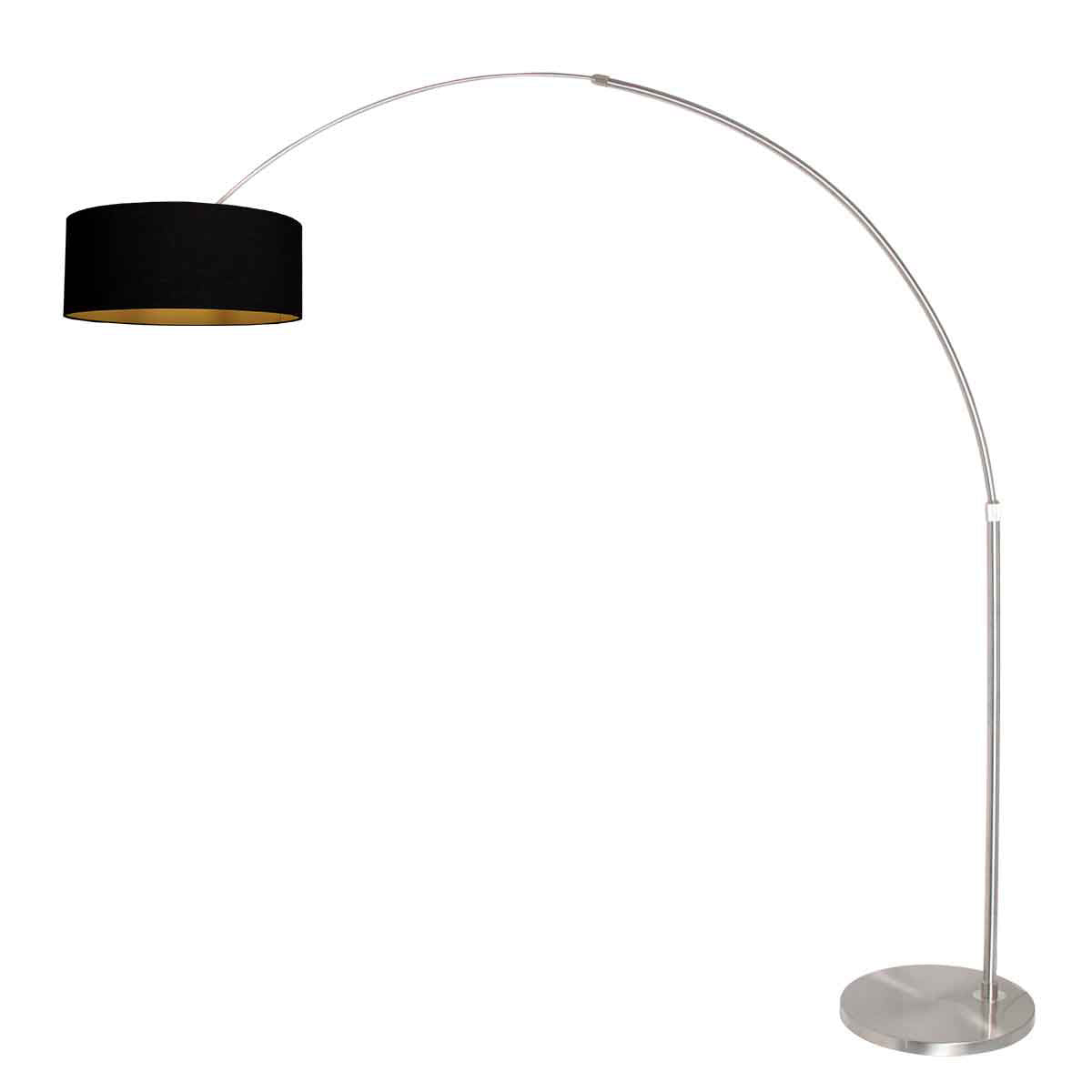 Booglamp Sparkled Light 3963ST staal met zwart linnen kap