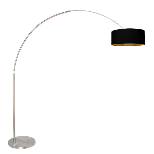 Booglamp Sparkled Light 3963ST staal met zwart linnen kap