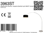 Booglamp Sparkled Light 3963ST staal met zwart linnen kap