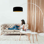 Witte vloerlamp / booglamp Sparkled Light 3964W met zwart linnen kap