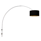 Boog wandlamp Sparkled Light 3966ST staal met luxe zwart linnen kap