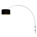 Boog wandlamp Sparkled Light 3966ST staal met luxe zwart linnen kap