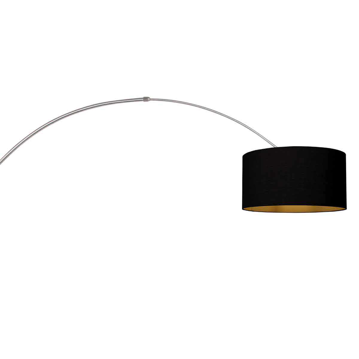 Boog wandlamp Sparkled Light 3966ST staal met luxe zwart linnen kap