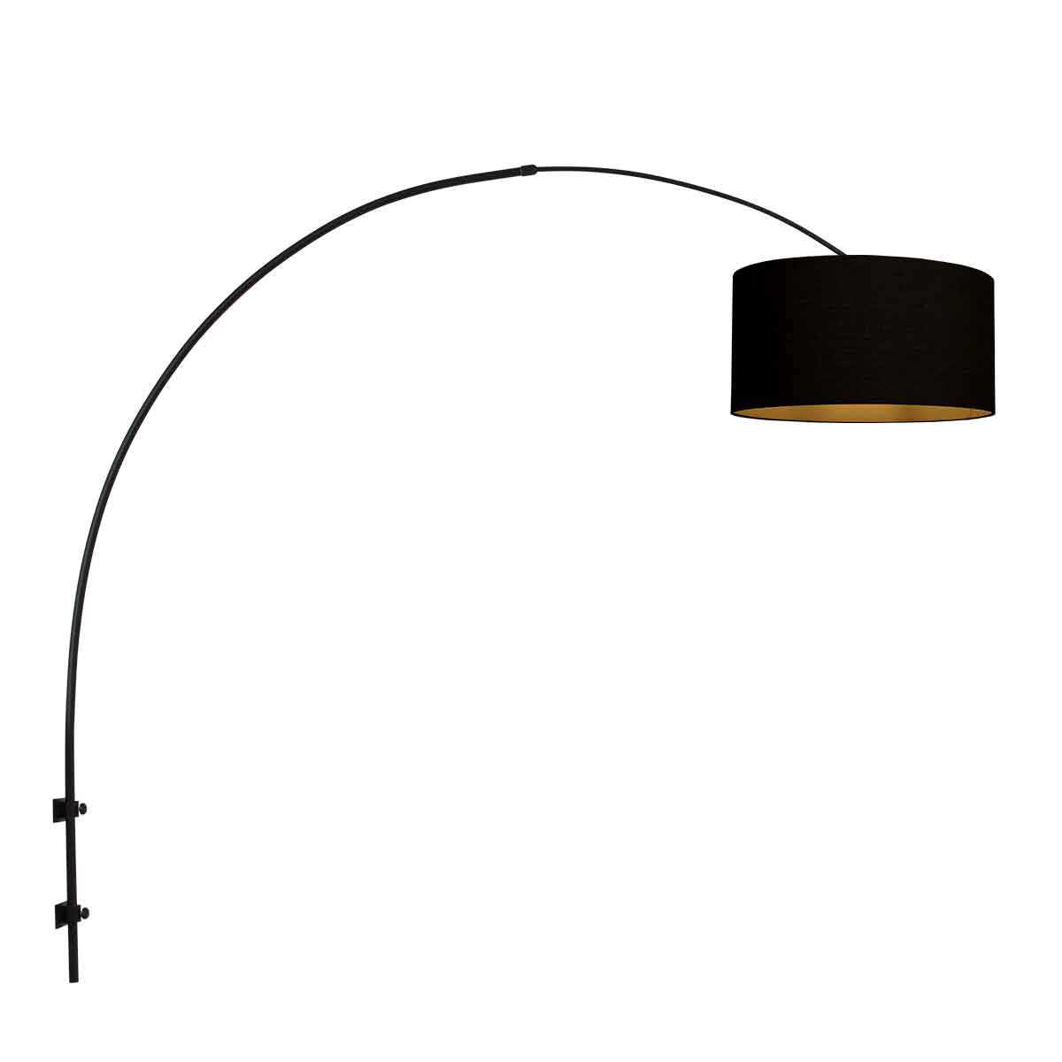 Boog wandlamp Sparkled Light 3967ZW zwart met zwart linnen kap
