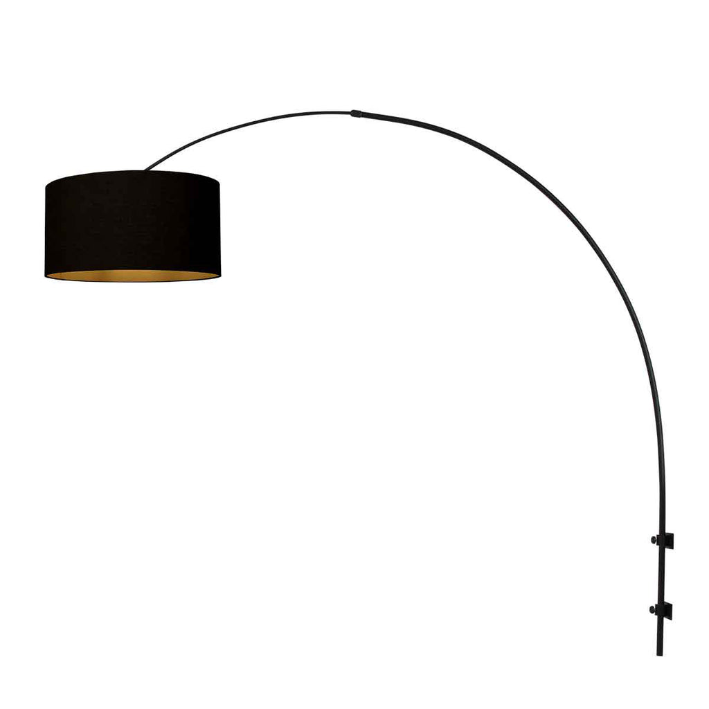 Boog wandlamp Sparkled Light 3967ZW zwart met zwart linnen kap