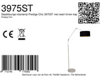 Staalkleurige vloerlamp Prestige Chic 3975ST met zwart linnen kap