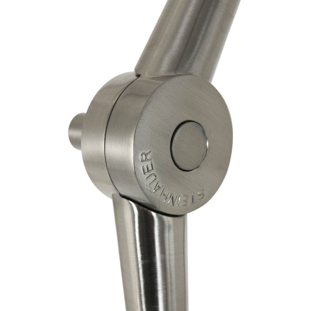 Staalkleurige vloerlamp Prestige Chic 3975ST met zwart linnen kap