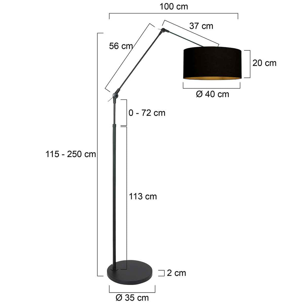 Vloerlamp Prestige Chic 3976ZW met zwarte linnen kap