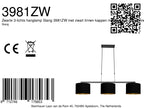 Zwarte 3-lichts hanglamp Stang 3981ZW met zwart linnen kappen met goudkleurige binnenkant