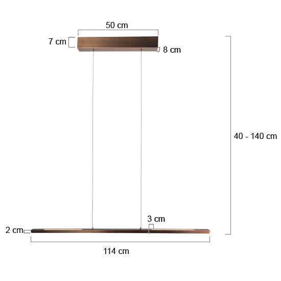 Hanglamp Bande 3994BR bronzen LED hanglamp in warme tint 114cm breed