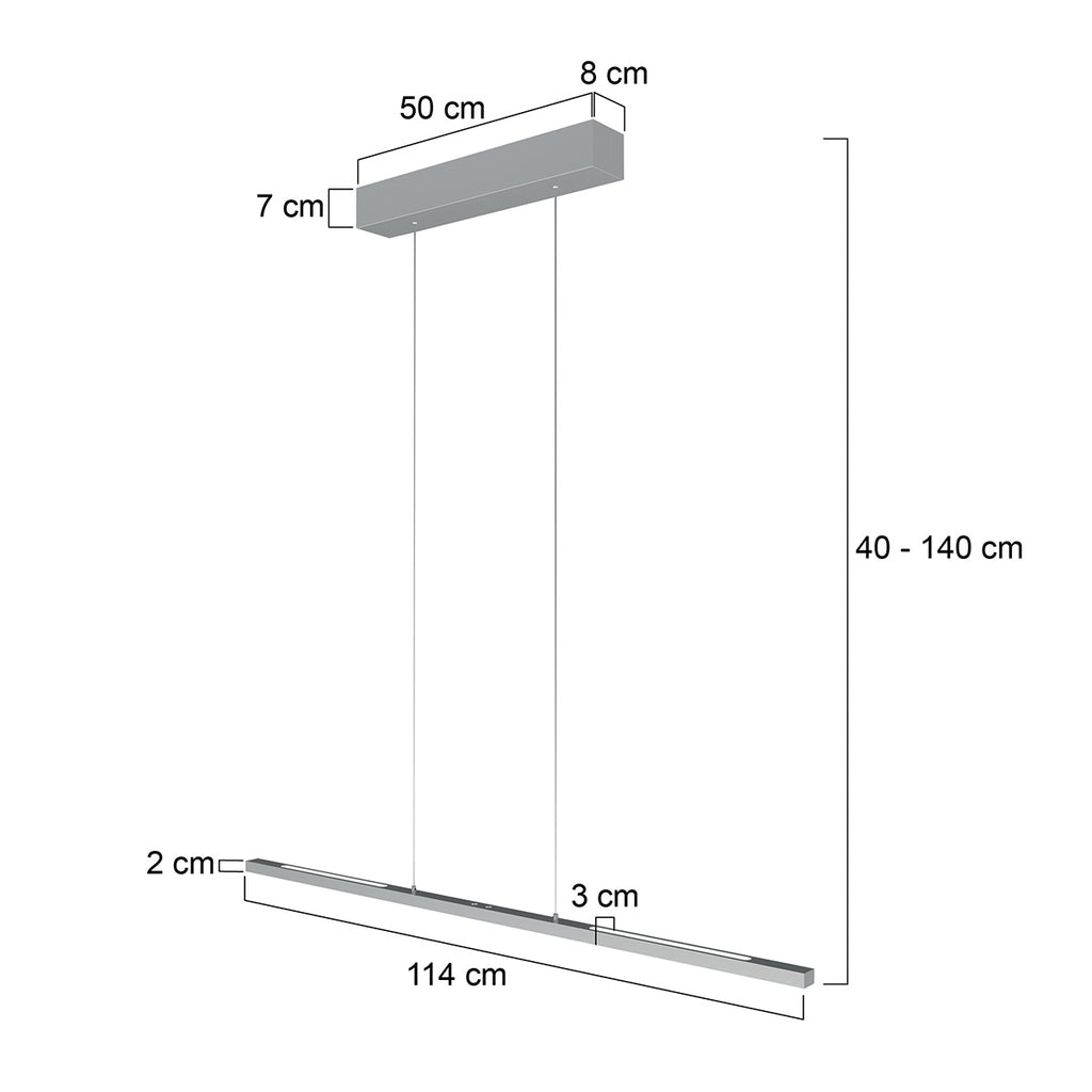 Hanglamp Bande 3994ST staal LED hanglamp met cable lift 114cm breed
