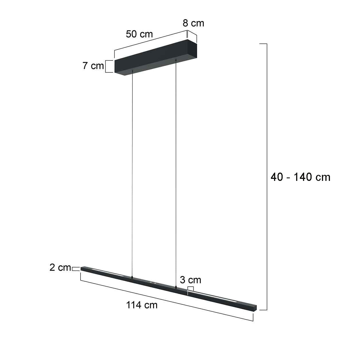 Hanglamp Bande 3994ZW zwarte LED hanglamp met cable lift 114cm breed